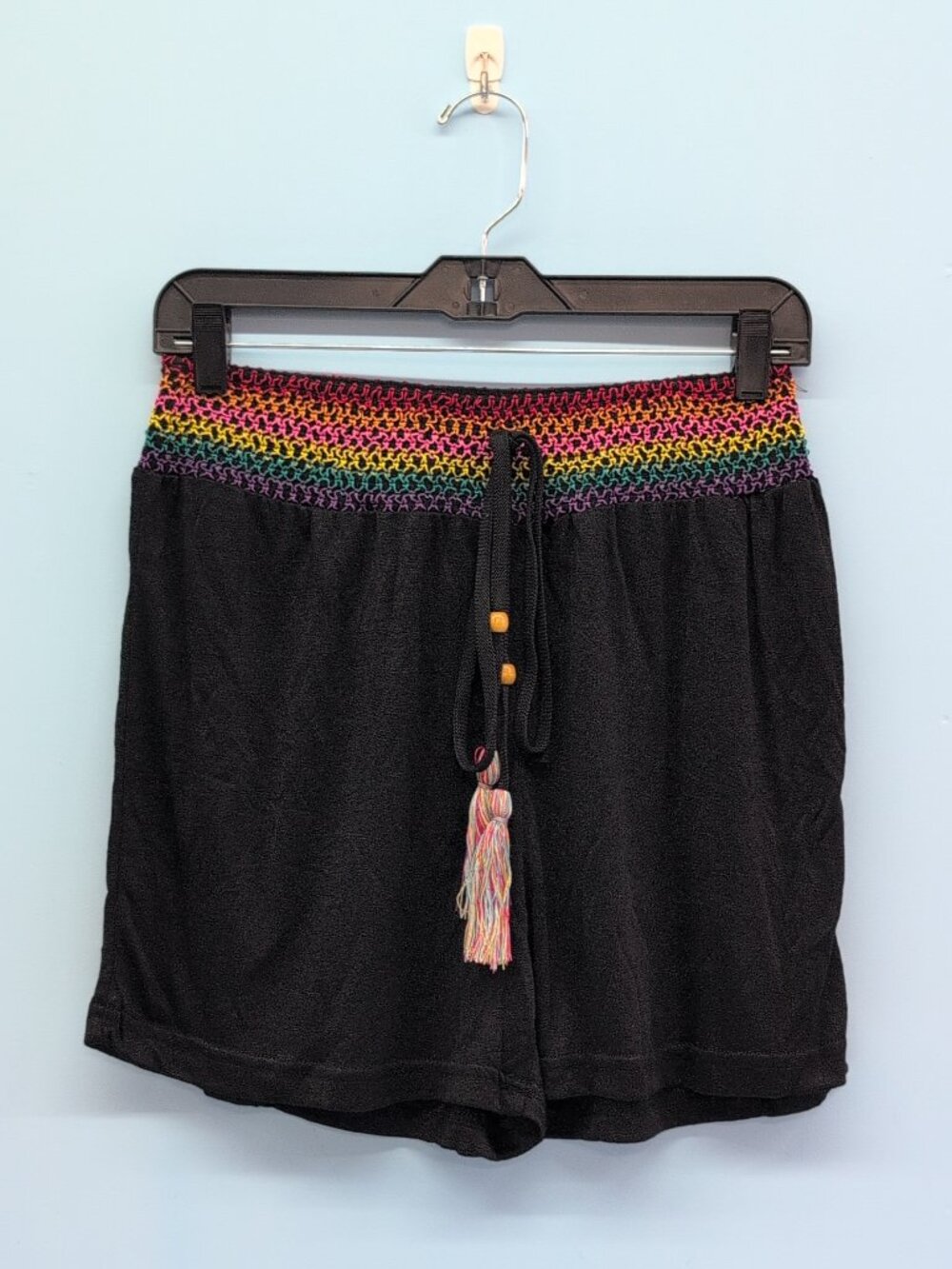 Cupshe Lazy Beach Day Women's Smocked Cover-Up Shorts Small Black NWT